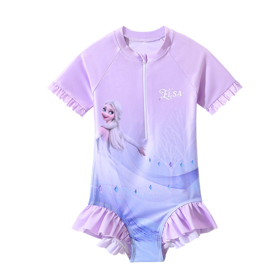 Disney children's swimsuit girls 2025 children's baby fashionable princess Aisha one-piece sun protection swimsuit girls Disney children's swimsuit girls 2025 children's baby fashionable princess Aisha one-piece sun protection swimsuit girls