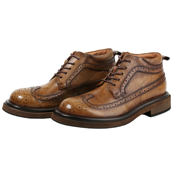 SYD British style retro Martin boots Brock carved leather boots men's trend high -top casual leather shoes thick sole boots SYD British style retro Martin boots Brock carved leather boots men's trend high -top casual leather shoes thick sole boots