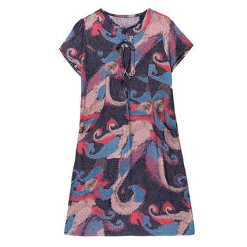 ແພຝ້າຍຂອງແມ່ຍິງໄວກາງຄົນແລະຜູ້ສູງອາຍຸຂອງແມ່ຕູ້ຜ້າໄຫມທີ່ມີຫົວເຂົ່າ dress ໄຂມັນ mom's summer dress ຂະຫນາດໃຫຍ່ປົກທ້ອງຄົນອັບເດດ: ສິ້ນຊື່