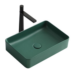 Nordic black above counter basin rectangular wash basin household counter basin matte frosted ceramic wash basin small balcony basin