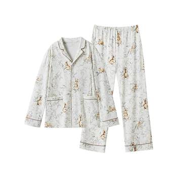 Manxi Rabbit Confinement Clothes Spring and Summer Postpartum Maternity ຜ້າຝ້າຍບໍລິສຸດ Pyjamas ໃຫ້ນົມລູກແມ່ຍິງຖືພາຊຸດເຄື່ອງນຸ່ງເຮືອນ