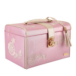 Embroidered wedding lockable large jewelry box princess jewelry box jewelry ring storage box makeup box box for gifts