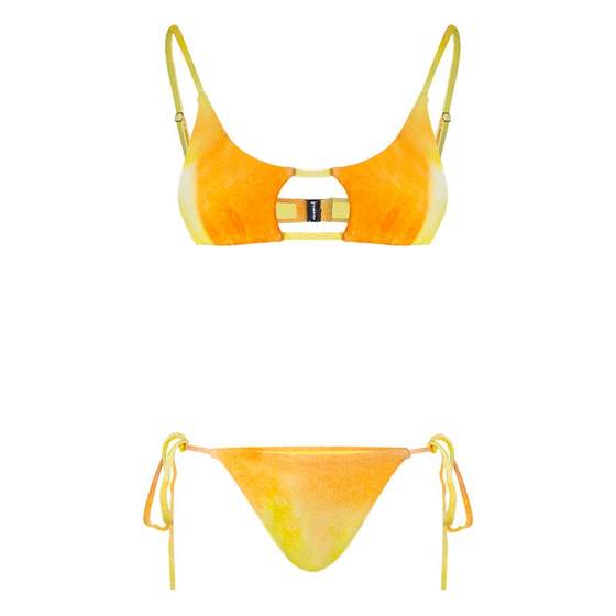 OceanMystery's new pleated chest revealing sexy triangle bikini women's strap beach vacation split swimsuit OceanMystery's new pleated chest revealing sexy triangle bikini women's strap beach vacation split swimsuit