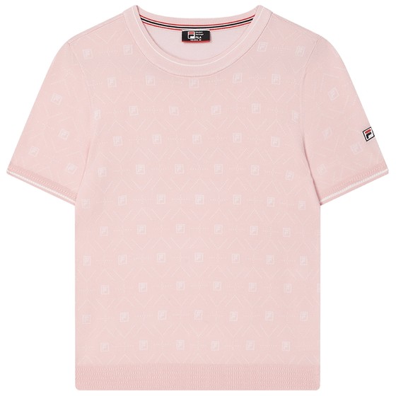 FILA official women's knitted sweater 2024 summer new casual fashion basic round neck short sleeved top FILA official women's knitted sweater 2024 summer new casual fashion basic round neck short sleeved top