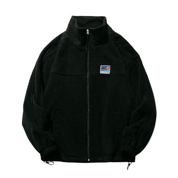 RCDB ຍີ່ປຸ່ນ retro stand-up collar spliced ​​​​polar fleece jackets ຝ້າຍສໍາລັບຜູ້ຊາຍແລະແມ່ຍິງ, ແບບ BF ວ່າງເສື້ອຄູ່ບາດເຈັບແລະ tops ແລະ jackets