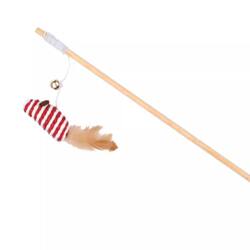 Cat Toy Feather Bell Cat Funny Stick Wooden Bite-resistant and Durable Wooden Rod Mouse Self-Entertainment Cat Toy