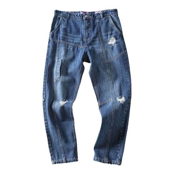 New spring Japanese retro three-dimensional tailoring for men washing and ripped ripped feet casual jeans trousers trendy
New spring Japanese retro three-dimensional tailoring for men washing and ripped ripped feet casual jeans trousers trendy