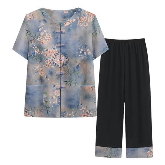 Grandma Summer Short Sleeve Suit Middle-aged and Elderly Women's Clothes Shirt Two-Piece Set of Seniors Summer Women's Clothes Pants
Grandma Summer Short Sleeve Suit Middle-aged and Elderly Women's Clothes Shirt Two-Piece Set of Seniors Summer Women's Clothes Pants