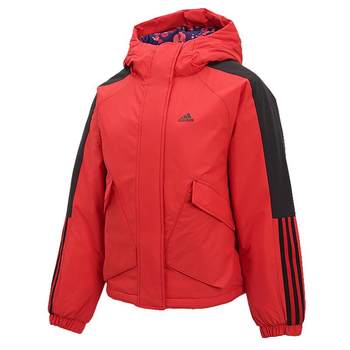 Adidas Adidas ເສື້ອຜ້າຝ້າຍຂອງແມ່ຍິງ Outdoor Casual Warm Hooded Cotton Clothes Jacket GN7377