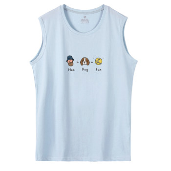 Sweat vest men's summer loose sleeveless cotton vest cartoon animation high school and high school students T-shirt