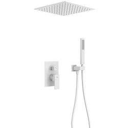 Dingfei Concealed Shower In-Wall White Hidden Embedded Top Spray Handheld Full Copper Hot and Cold Boosted Shower Set