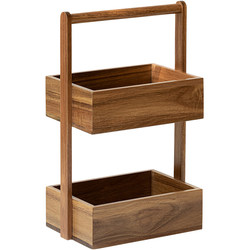 Double-layer solid wood storage rack wooden multi-layer kitchen bathroom bathroom storage rack desktop snack fruit and vegetable storage basket