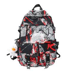 Backpack men's new large-capacity graffiti trendy sports and leisure travel computer backpack female junior high school school bag