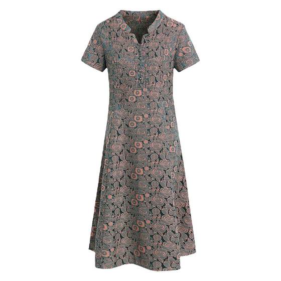 Mom summer short-sleeved dress middle-aged and elderly women's clothing 40 years old 50 fashionable imitation silk noble middle-aged women's skirt
Mom summer short-sleeved dress middle-aged and elderly women's clothing 40 years old 50 fashionable imitation silk noble middle-aged women's skirt