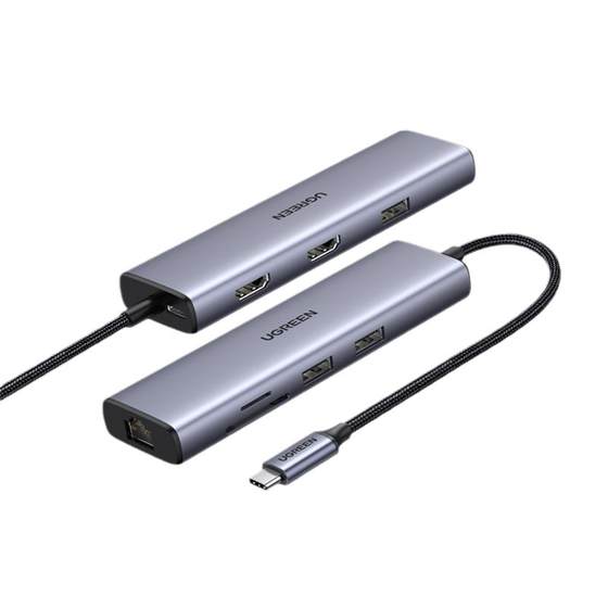 Green Network Type-C docking station three-screen different display expansion 8K dual HDMI high-definition projection 4K screen projection converter accessories with network cable interface suitable for laptop computers
Green Network Type-C docking station three-screen different display expansion 8K dual HDMI high-definition projection 4K screen projection converter accessories with network cable interface suitable for laptop computers