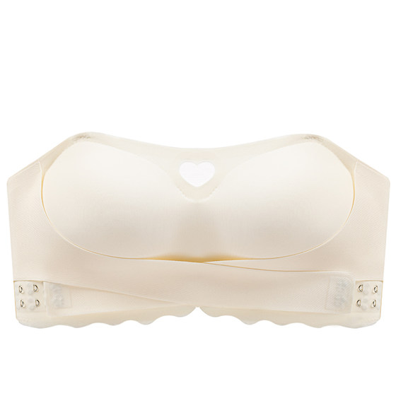 Front buckle strapless underwear women's non-slip gathered small chest showing big bra invisible seamless tube top wrapped chest bra summer Front buckle strapless underwear women's non-slip gathered small chest showing big bra invisible seamless tube top wrapped chest bra summer
