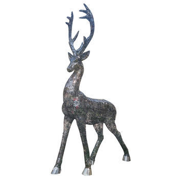 ສະແຕນເລດກາງແຈ້ງ hollow deer luminous ຕົວອັກສອນໂລຫະ sculpture ຊຸມຊົນສວນພູມສັນຖານ ornaments custom deer sculpture
