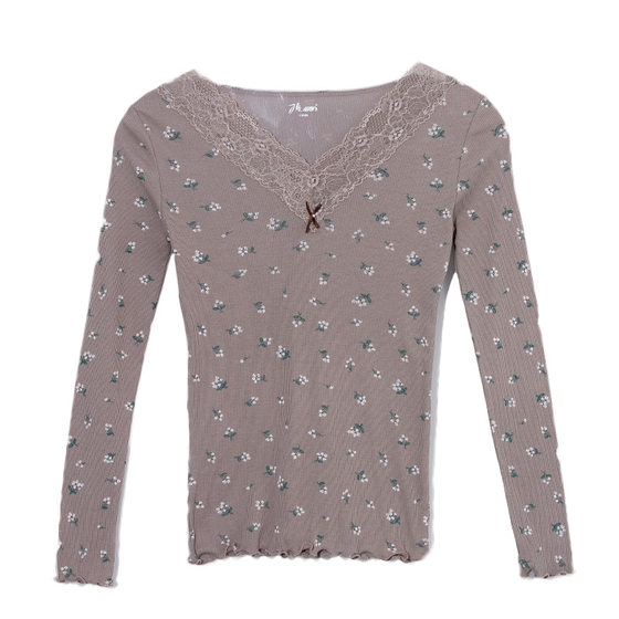 Top notch autumn clothes, autumn pants, women's pure cotton set, thin lace V-neck body warming underwear, women's base cotton sweater Top notch autumn clothes, autumn pants, women's pure cotton set, thin lace V-neck body warming underwear, women's base cotton sweater
