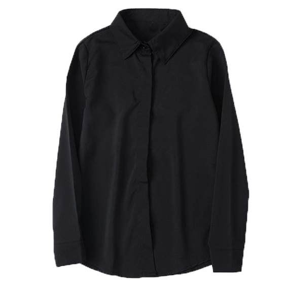 Spring and autumn black shirt, women's long sleeved professional work clothes, wrinkle resistant temperament, draped white shirt, interview suit Spring and autumn black shirt, women's long sleeved professional work clothes, wrinkle resistant temperament, draped white shirt, interview suit