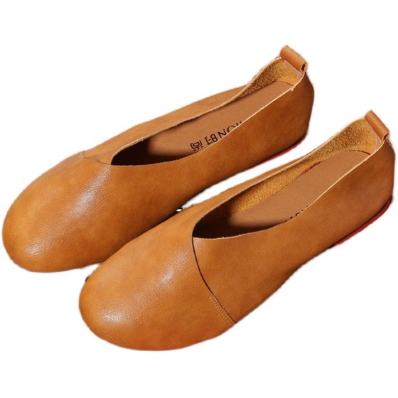 Spring and autumn new retro literary handmade single shoe forest women's shoes flat bottom soft bottom round head shallow maternity shoes women Spring and autumn new retro literary handmade single shoe forest women's shoes flat bottom soft bottom round head shallow maternity shoes women