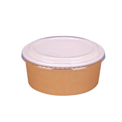 Disposable kraft paper lunch box, round packaging bowl with lid, pasta fruit takeaway packaging box, high-end paper bowl customization