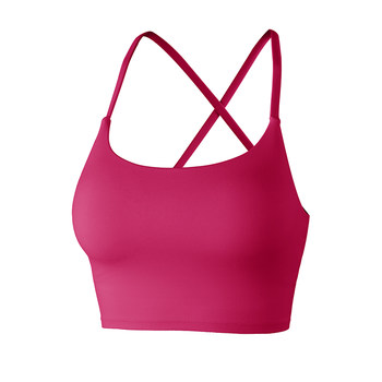 GIGT5A Antibacterial Removable Breast Pad Sports Bra Cross-pleated Back ງາມເປັນຕາຈັບໃຈ Yoga Fitness Bra