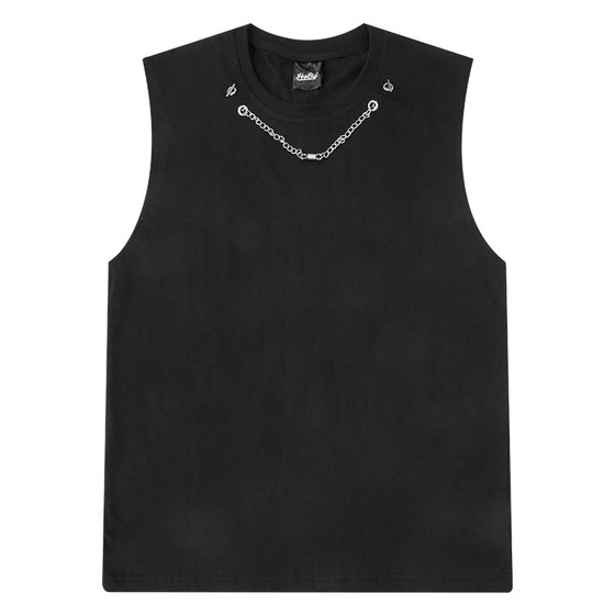 Summer solid color sweat vest for boys trendy brand chic new sports vest 2025 Hong Kong style loose sleeveless T-shirt Summer solid color sweat vest for boys trendy brand chic new sports vest 2025 Hong Kong style loose sleeveless T-shirt