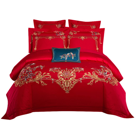 Anshuibao wedding kit home textile high branch high density cotton wedding big red embroidery four-piece set wedding high-end new style
Anshuibao wedding kit home textile high branch high density cotton wedding big red embroidery four-piece set wedding high-end new style