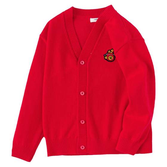 Balabala children's cardigan baby sweater knitted sweater jacket spring and autumn children's clothing boys and girls red New Year's greetings clothes Balabala children's cardigan baby sweater knitted sweater jacket spring and autumn children's clothing boys and girls red New Year's greetings clothes