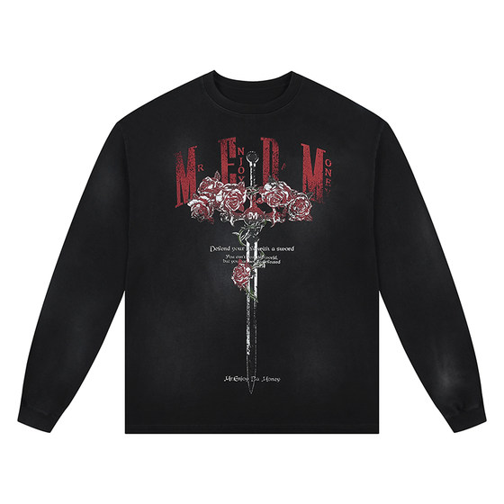 MEDM Rose and Sword Washed Long Sleeve T-shirt Men and Women Same Spring Top American Retro Casual Couple T-shirt
MEDM Rose and Sword Washed Long Sleeve T-shirt Men and Women Same Spring Top American Retro Casual Couple T-shirt