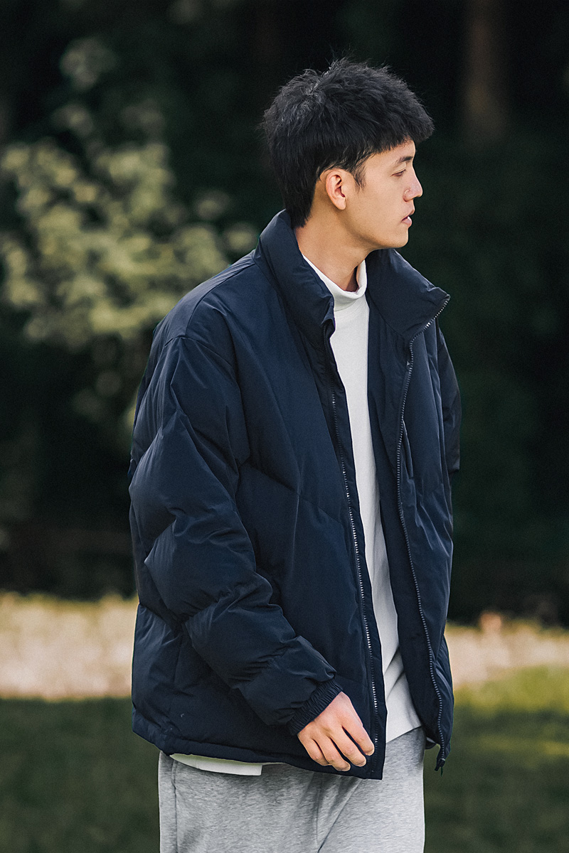BDLS 日系cityboy纯色立领棉衣外套男冬季新款宽松休闲拉链棉服男