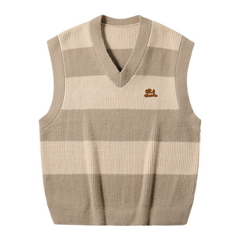 PSO Brand Cute Puppy College Style Color Block Striped Sweater Vest Men's Bottoming Sweater Couple Vest