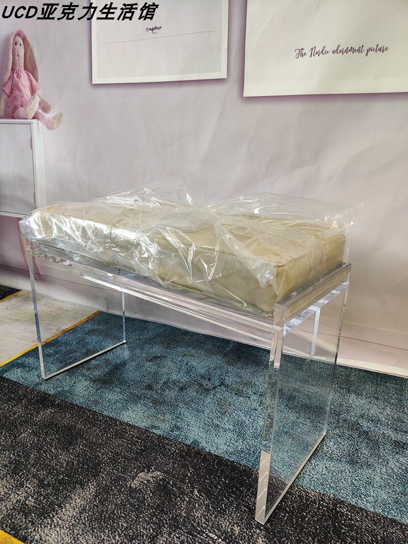 轻奢创意门口家用亚克力现代简约换鞋小矮凳梳妆台凳钢琴长条凳