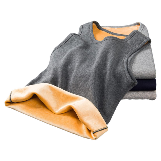 Warm vest for men in autumn and winter, plush and thickened inner wear, sleeveless camisole top, cold resistant underwear with cotton vest as the base Warm vest for men in autumn and winter, plush and thickened inner wear, sleeveless camisole top, cold resistant underwear with cotton vest as the base