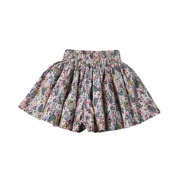 ເດັກຍິງ pleated skirt ສິ້ນຝ້າຍບໍລິສຸດ summer ແບບໃຫມ່ຂອງເດັກນ້ອຍ skirt floral ແມ່ຍິງ summer ແບບ princess