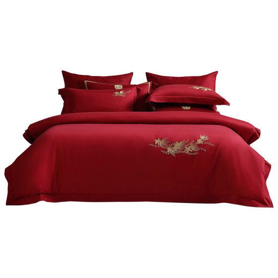 Mercury Home Textile Cotton Embroidery Wedding Four-Piece Set New Chinese Style Set Wedding Festive Quilt Cover Bedding Sheet Wedding Bedding
Mercury Home Textile Cotton Embroidery Wedding Four-Piece Set New Chinese Style Set Wedding Festive Quilt Cover Bedding Sheet Wedding Bedding