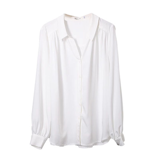 White V-neck Long Sleeve Shirt for Women 2025 Summer New Commuter Thin Sunscreen Shirt Design Top
White V-neck Long Sleeve Shirt for Women 2025 Summer New Commuter Thin Sunscreen Shirt Design Top