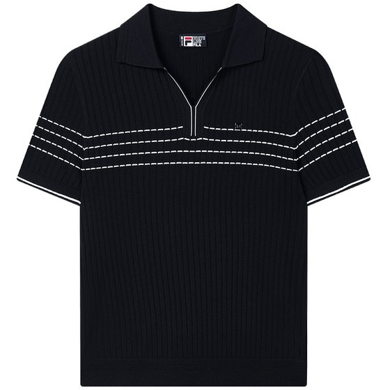 FILA official women's knitted sweater 2025 summer new fashion casual lapel POLO sports short-sleeved top FILA official women's knitted sweater 2025 summer new fashion casual lapel POLO sports short-sleeved top