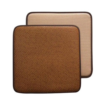 New summer cool mat wood grass double-sided rattan mat ice silk silk boss chair office computer chair seat cushion square mat dining chair cushion