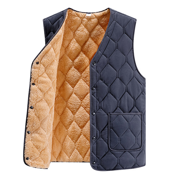 Middle-aged and elderly fathers in winter warm vest plus velvet thickened vest middle-aged men's cold-proof sleeveless vest jacket
Middle-aged and elderly fathers in winter warm vest plus velvet thickened vest middle-aged men's cold-proof sleeveless vest jacket