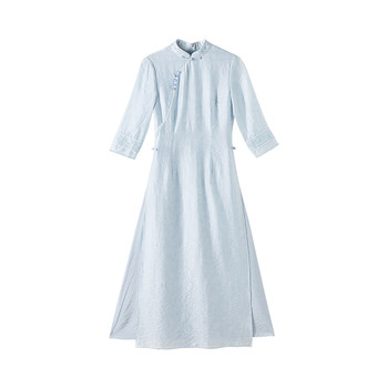 Summer ໃຫມ່ 2024 cheongsam dress ຂອງແມ່ຍິງ Ao Dai ໃຫມ່ແບບຈີນການປັບປຸງ Hanfu ແບບຈີນ Zen ເຄື່ອງນຸ່ງຫົ່ມຊາຂອງແມ່ຍິງ