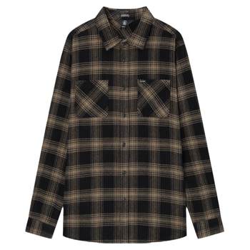 VOLCOM Diamond Men's Retro Plaid Long Sleeve Shirt 2024 Autumn New Mid-Length Casual Lapel Shirt