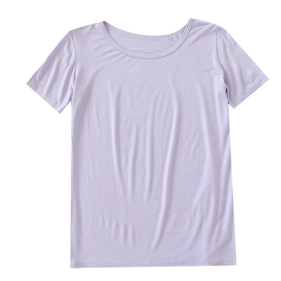Modal short -sleeved T -shirt women loose summer round neck simple bottom shirt Korean pure color women's large size white Modal short -sleeved T -shirt women loose summer round neck simple bottom shirt Korean pure color women's large size white