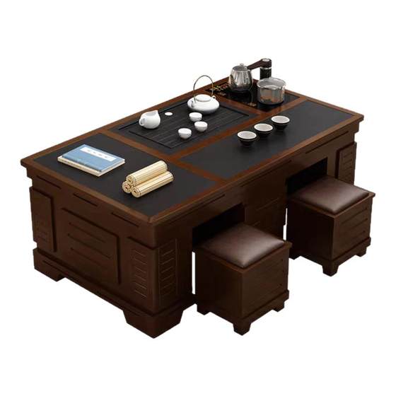New Chinese solid wood coffee table rock board kung fu tea table living room household office integrated dual -use band -pocket kettle New Chinese solid wood coffee table rock board kung fu tea table living room household office integrated dual -use band -pocket kettle