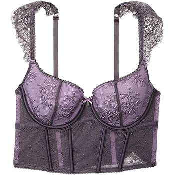 Victoria's Secret sexy floral lace splicing mesh shapewear fishbone bra underwear for women