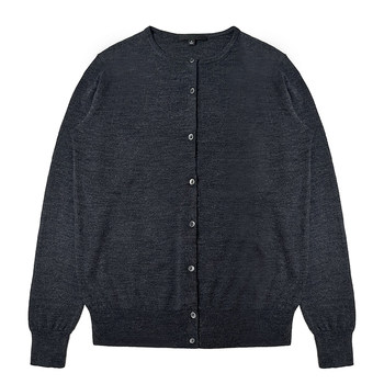ເສື້ອຢືດ cardigan ຄໍຂອງແມ່ຍິງ 100 pure wool merino wool sweater base white collar OL spring autumn winter worsted thin section