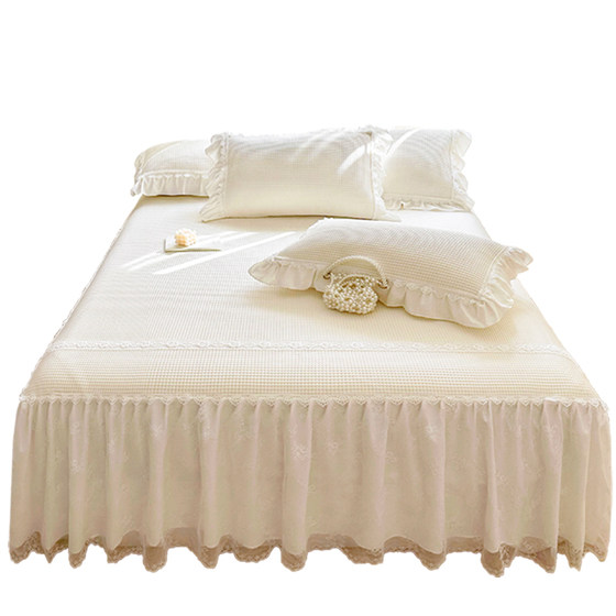 Summer A-Class Cool Ice Waffle Cool Mat Bed Skirt Set of Three Pieces with Lace Edge High Quality Bed Cover Air Conditioning Soft Seat Summer A-Class Cool Ice Waffle Cool Mat Bed Skirt Set of Three Pieces with Lace Edge High Quality Bed Cover Air Conditioning Soft Seat