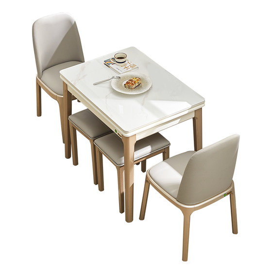 Small apartment dining table folding modern dining table and chair combination simple table household multi -functional rock panel table Small apartment dining table folding modern dining table and chair combination simple table household multi -functional rock panel table