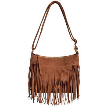 American Bohemian Tassel Bag 2024 New Imitation Suede Retro Saddle Bag Fashion Hot Girl Single Shoulder Crossbody Bag