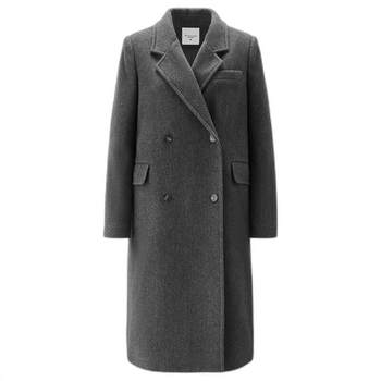 Giordano woolen coat ແມ່ຍິງ commuter ຮູບແບບໃຫມ່ thickened double-breasted flat lapel ຍາວ coat ແມ່ຍິງ 18373212